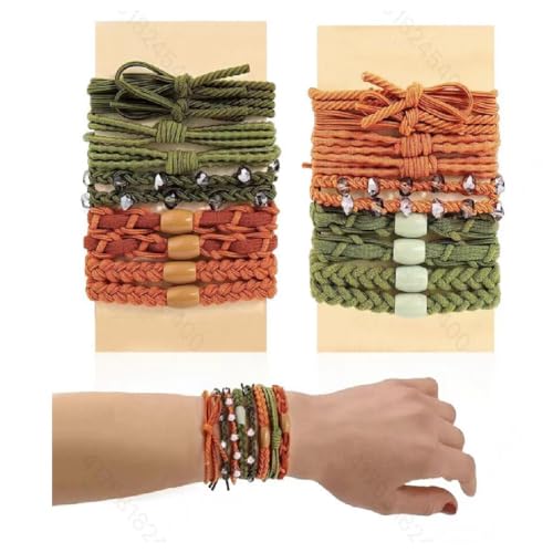 Hrlace Boho Haargummis Armband Mädchen Pferdeschwanzhalter Elastische Boho Armbänder Haargummis Niedliche Stretch Accessoires für Damen Frauen Dickes Dünnes Mittellanges Langes Haar 12# 20 Stück von Hrlace