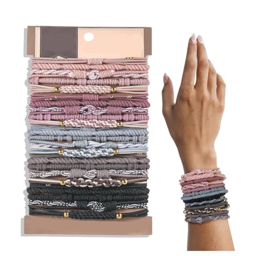 Hrlace Boho Haargummis Armband Mädchen Pferdeschwanzhalter Elastische Boho Armbänder Haargummis Niedliche Stretch Accessoires für Damen Frauen Dickes Dünnes Mittellanges Langes Haar 20# 25 Stück von Hrlace