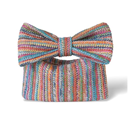 Hrlace Damen Stroh Handtasche mit Schleife Kleine Stroh-Schleife Geldbörse Sommer Clutch Tasche Strandtasche Niedlicher Strohschleife gewebt Handtaschen für Urlaub Party Strand Hochzeit Farbig von Hrlace