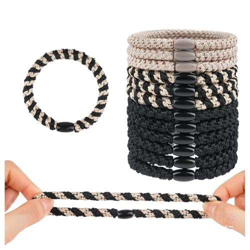 Hrlace Elastische Haargummis Mädchen Baumwollbänder Geflochtene Haargummis Mehrfarbiger Geflochtene Haarbänder Elastisch Zopfgummi für Damen Mädchen Kinder Dickes und Lockiges Haar 3# 12 Stück von Hrlace
