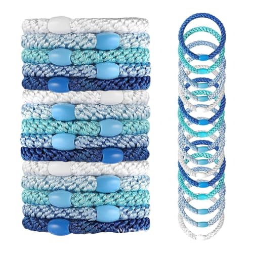 Hrlace Elastische Haargummis Mädchen Baumwollbänder Geflochtene Haargummis Mehrfarbiger Geflochtene Haarbänder Elastisch Zopfgummi für Damen Mädchen Kinder Dickes und Lockiges Haar 5# 15 Stück von Hrlace