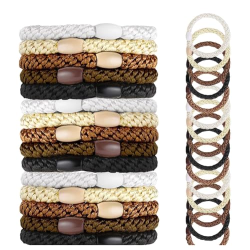 Hrlace Elastische Haargummis Mädchen Baumwollbänder Geflochtene Haargummis Mehrfarbiger Geflochtene Haarbänder Elastisch Zopfgummi für Damen Mädchen Kinder Dickes und Lockiges Haar 6# 15 Stück von Hrlace