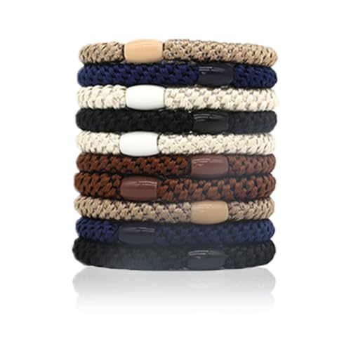 Hrlace Elastische Haargummis Mehrfarbiger Geflochtener Haargummi Keine Pull oder Beschädigung Pferdeschwanz Halter Elastisch Haarbänder für Damen Mädchen Dickes und Lockiges Haar 14# 10 Stück von Hrlace