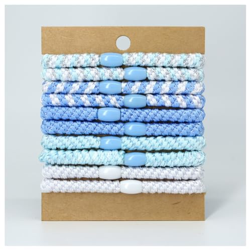 Hrlace Elastische Haargummis Mehrfarbiger Geflochtener Haargummi Keine Pull oder Beschädigung Pferdeschwanz Halter Elastisch Haarbänder für Damen Mädchen Dickes und Lockiges Haar 17# 10 Stück von Hrlace