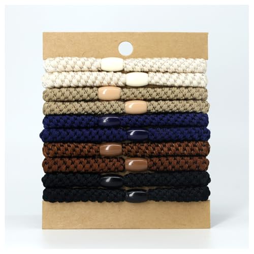 Hrlace Elastische Haargummis Mehrfarbiger Geflochtener Haargummi Keine Pull oder Beschädigung Pferdeschwanz Halter Elastisch Haarbänder für Damen Mädchen Dickes und Lockiges Haar 18# 10 Stück von Hrlace