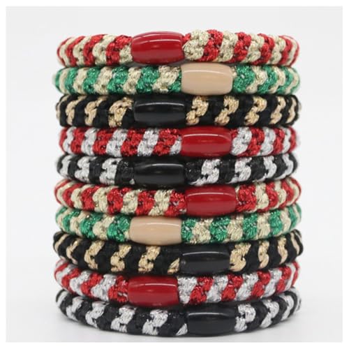 Hrlace Elastische Haargummis Mehrfarbiger Geflochtener Haargummi Keine Pull oder Beschädigung Pferdeschwanz Halter Elastisch Haarbänder für Damen Mädchen Dickes und Lockiges Haar 3# 10 Stück von Hrlace