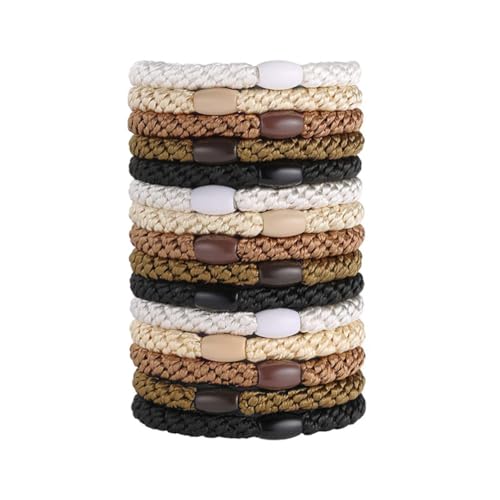 Hrlace Elastische Haargummis Mehrfarbiger Geflochtener Haargummi Keine Pull oder Beschädigung Pferdeschwanz Halter Elastisch Haarbänder für Damen Mädchen Dickes und Lockiges Haar 5# 15 Stück von Hrlace
