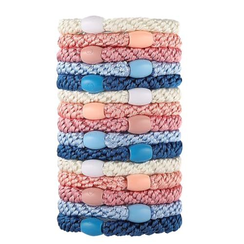 Hrlace Elastische Haargummis Mehrfarbiger Geflochtener Haargummi Keine Pull oder Beschädigung Pferdeschwanz Halter Elastisch Haarbänder für Damen Mädchen Dickes und Lockiges Haar 8# 15 Stück von Hrlace