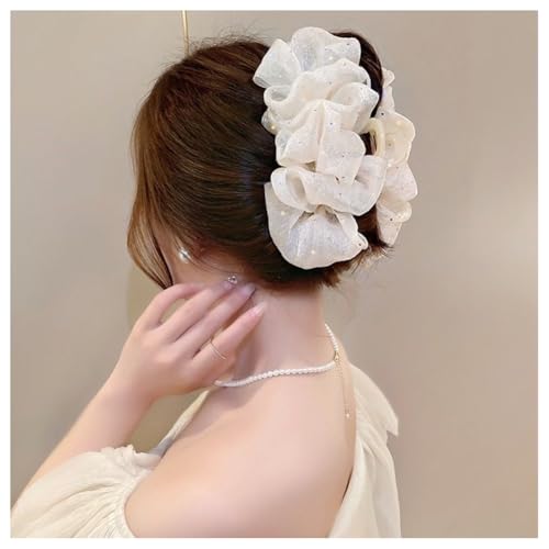 Hrlace Große Haarklammern Tüllschleife Haarklammer Damen Große Haarspangen Chiffon Schleife Haarkrallen Tüll Schleife Hair Clip für Frauen Mädchen Dickes Dünnes Langes Haar Accessoires 4# von Hrlace