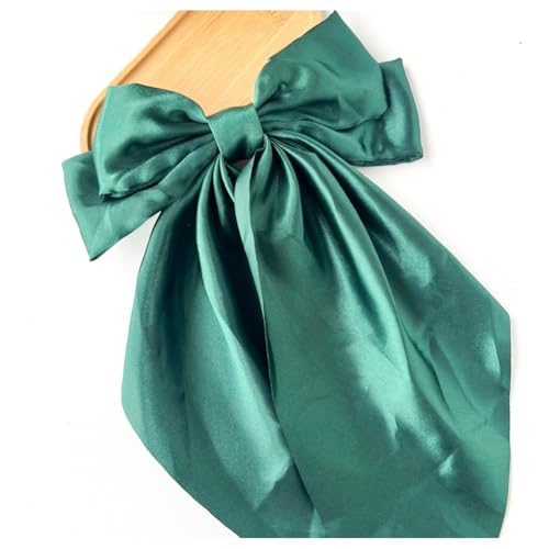 Hrlace Großer Schleife Haarspangen Damen Haarschleife Haarspange mit langem Schwanz französische Haarnadel Einfarbige weiche seidige Satin Schleife Haarschmuck für Frauen Mädchen Armeegrün von Hrlace