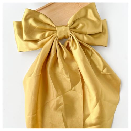 Hrlace Großer Schleife Haarspangen Damen Haarschleife Haarspange mit langem Schwanz französische Haarnadel Einfarbige weiche seidige Satin Schleife Haarschmuck für Frauen Mädchen Ingwer von Hrlace