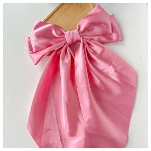 Hrlace Großer Schleife Haarspangen Damen Haarschleife Haarspange mit langem Schwanz französische Haarnadel Einfarbige weiche seidige Satin Schleife Haarschmuck für Frauen Mädchen Koreanisch Rosa von Hrlace