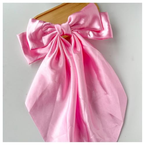 Hrlace Großer Schleife Haarspangen Damen Haarschleife Haarspange mit langem Schwanz französische Haarnadel Einfarbige weiche seidige Satin Schleife Haarschmuck für Frauen Mädchen Rosa von Hrlace
