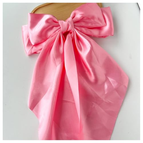 Hrlace Großer Schleife Haarspangen Damen Haarschleife Haarspange mit langem Schwanz französische Haarnadel Einfarbige weiche seidige Satin Schleife Haarschmuck für Frauen Mädchen Wassermelone Rot von Hrlace