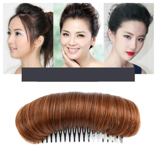 Hrlace Haarknoten Unsichtbare Falsche Haarspange Bump It Up Volumen Haarbasis Flauschiges Haarpad Erhöhte Haarauflage Styling Insert Tool Haarschmuck mit Kamm für Frauen Mädchen Hellbraun 5 Stück von Hrlace