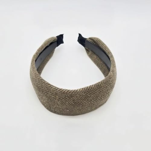 Hrlace Haarreif Damen Breit Haarreifen Stoff Stirnbänder Vintage rutschfester Haarband Extra Breite Stirnband dicke große Haarschmuck für Frauen Mädchen Brauner schmaler Besatz mit Wolle (100%) von Hrlace