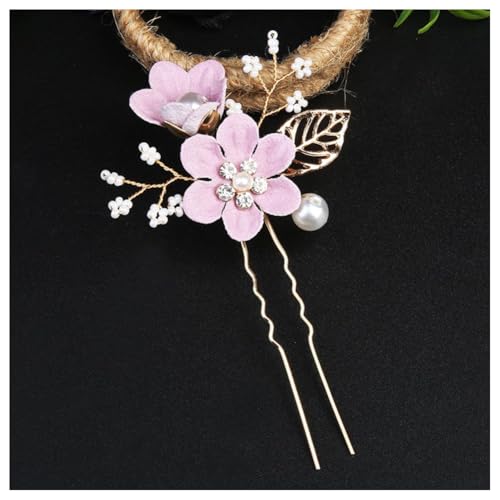 Hrlace Haarschmuck Hochzeit Braut Perle Blume Haarkamm Strass Braut-Haarnadeln Kristall Brautschmuck Blumen Perlen Haarkämme Haarspangen für Frauen Mädchen Brautjungfer Kommunion Party Purple #4 von Hrlace