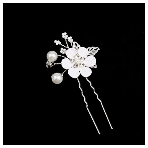 Hrlace Haarschmuck Hochzeit Braut Perle Blume Haarkamm Strass Braut-Haarnadeln Kristall Brautschmuck Blumen Perlen Haarkämme Haarspangen für Frauen Mädchen Brautjungfer Kommunion Party Silver #5 von Hrlace