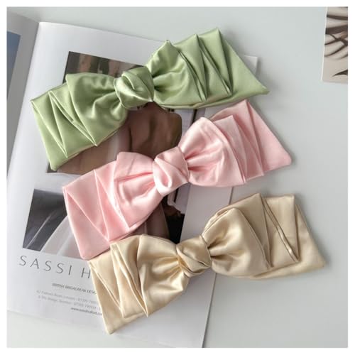 Hrlace Haarspange mit Schleife solide seidig Satin Schleife Große Haarspange Große Haarschleifen Clip französische Haarspange Schleife Haarschmuck Haarklammern für Damen Mädchen 3pcs-A 6 Stück von Hrlace