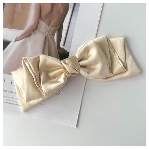 Hrlace Haarspange mit Schleife solide seidig Satin Schleife Große Haarspange Große Haarschleifen Clip französische Haarspange Schleife Haarschmuck Haarklammern für Damen Mädchen Champagner 1 Stück von Hrlace