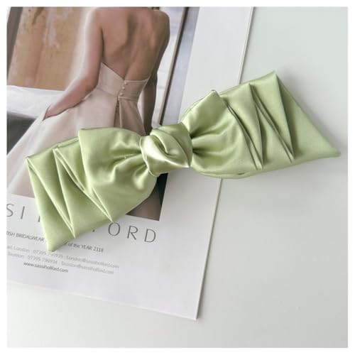 Hrlace Haarspange mit Schleife solide seidig Satin Schleife Große Haarspange Große Haarschleifen Clip französische Haarspange Schleife Haarschmuck Haarklammern für Damen Mädchen Grün 1 Stück von Hrlace