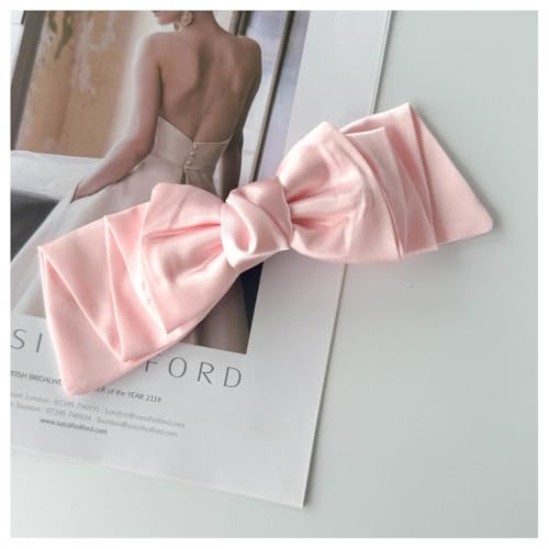 Hrlace Haarspange mit Schleife solide seidig Satin Schleife Große Haarspange Große Haarschleifen Clip französische Haarspange Schleife Haarschmuck Haarklammern für Damen Mädchen Rosa 2 Stück von Hrlace