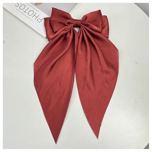 Hrlace Haarspangen mit Großer Schleife Seidigem Satin Haarnadel Langem Band einfarbig Haarklemmen Französische Haarspange Haarschmuck für Party Frauen Mädchen Geschenk Hochzeit Ziegelrot von Hrlace