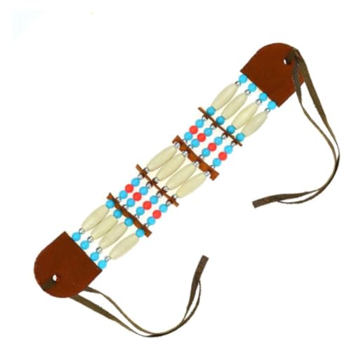 Hrlace Indianer Halskette mit Perlen Indianerin Holzperlen Kopfschmuck Halsband Wild West Kostüm Zubehör Ethnische Perlenkette Schmuck für Damen Herren Erwachsene Kinder Karneval 1# von Hrlace