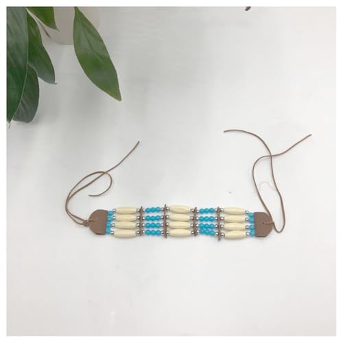 Hrlace Indianer Halskette mit Perlen Indianerin Holzperlen Kopfschmuck Halsband Wild West Kostüm Zubehör Ethnische Perlenkette Schmuck für Damen Herren Erwachsene Kinder Karneval 3# von Hrlace