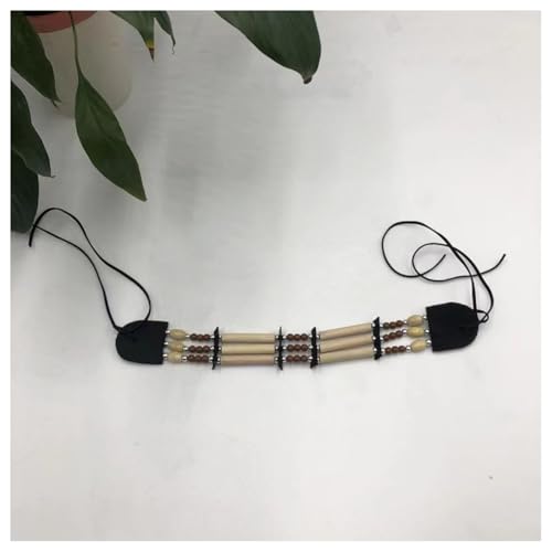 Hrlace Indianer Halskette mit Perlen Indianerin Holzperlen Kopfschmuck Halsband Wild West Kostüm Zubehör Ethnische Perlenkette Schmuck für Damen Herren Erwachsene Kinder Karneval 4# von Hrlace