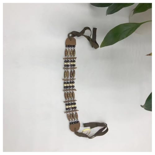 Hrlace Indianer Halskette mit Perlen Indianerin Holzperlen Kopfschmuck Halsband Wild West Kostüm Zubehör Ethnische Perlenkette Schmuck für Damen Herren Erwachsene Kinder Karneval 5# von Hrlace