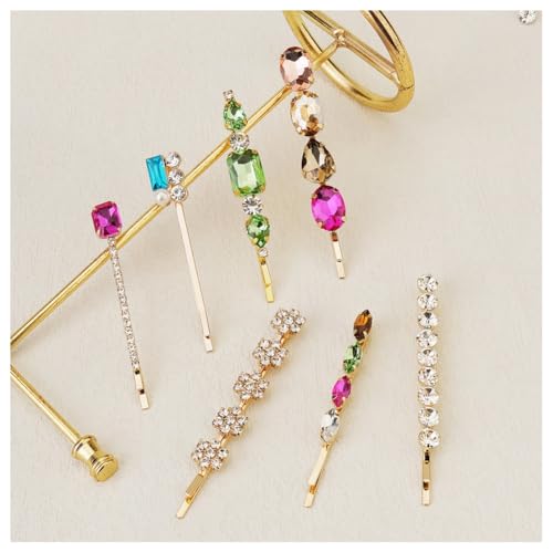 Hrlace Kristall Haarnadeln Glänzende Strass Haarspangen Bobby Pin Diamant Haarklammer Glitzer Haarnadel Strass-Haarklammern Haarschmuck für Mädchen und Damen Braut Hochzeit Tägliches Kleid Set 11 von Hrlace