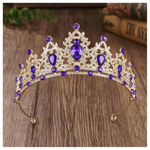 Hrlace Kristallkrone Braut Kopfschmuck Prinzessin Krone Stirnband Kristall Strass Tiara Brautkrone Haarschmuck für Frauen Mädchen Hochzeit Geburtstag Party Festzug Abschlussball Gold+Tiefviolett Hrlace Kristallkrone Braut Kopfschmuck Prinzessin Krone Stirnband Kristall Strass Tiara Brautkrone Haarschmuck für Frauen Mädchen Hochzeit Geburtstag Party Festzug Abschlussball Gold+Tiefviolett von Hrlace