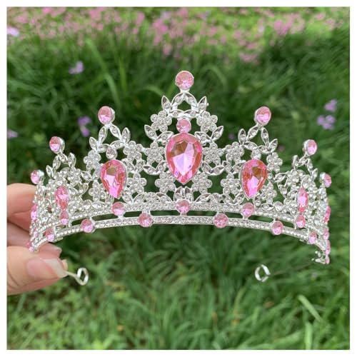 Hrlace Kristallkrone Braut Kopfschmuck Prinzessin Krone Stirnband Kristall Strass Tiara Brautkrone Haarschmuck für Frauen Mädchen Hochzeit Geburtstag Party Festzug Abschlussball Silber+Rosa Hrlace Kristallkrone Braut Kopfschmuck Prinzessin Krone Stirnband Kristall Strass Tiara Brautkrone Haarschmuck für Frauen Mädchen Hochzeit Geburtstag Party Festzug Abschlussball Silber+Rosa von Hrlace