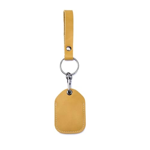 Hrlace Leder Zugangskartenhalter RFID-Schlüsselanhänger NFC Smart Key Tag Schutzhülle Karte RFID Pod ID-Karten-Schutzhülle Allgemeine Zugangskartenhülle Leder-Schlüsselanhänger Kurz-Apricotgelb von Hrlace