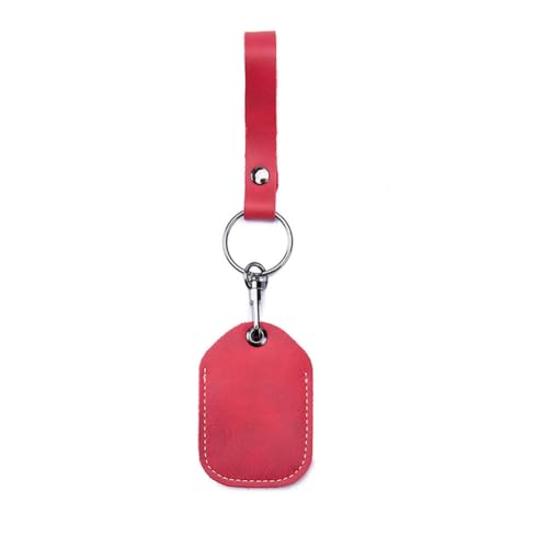 Hrlace Leder Zugangskartenhalter RFID-Schlüsselanhänger NFC Smart Key Tag Schutzhülle Karte RFID Pod ID-Karten-Schutzhülle Allgemeine Zugangskartenhülle Leder-Schlüsselanhänger Kurz-Granatapfelrot von Hrlace