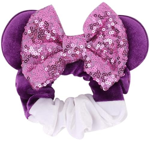 Hrlace Maus Ohr Haargummis für Kinder Damen Pailletten Schleife-Haargummis Samt Haarschleife Maus-Ohr Haarbänder mit Schleifen Haarschmuck für Geburtstag Party Cosplay Kostüme Zubehör 12# von Hrlace