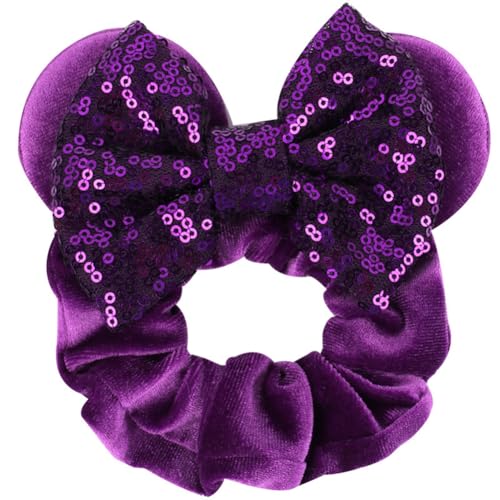 Hrlace Maus Ohr Haargummis für Kinder Damen Pailletten Schleife-Haargummis Samt Haarschleife Maus-Ohr Haarbänder mit Schleifen Haarschmuck für Geburtstag Party Cosplay Kostüme Zubehör 17# von Hrlace