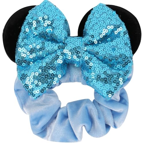Hrlace Maus Ohr Haargummis für Kinder Damen Pailletten Schleife-Haargummis Samt Haarschleife Maus-Ohr Haarbänder mit Schleifen Haarschmuck für Geburtstag Party Cosplay Kostüme Zubehör 18# von Hrlace