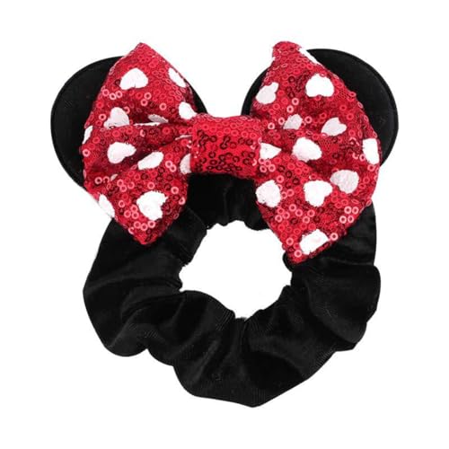 Hrlace Maus Ohr Haargummis für Kinder Damen Pailletten Schleife-Haargummis Samt Haarschleife Maus-Ohr Haarbänder mit Schleifen Haarschmuck für Geburtstag Party Cosplay Kostüme Zubehör 19# von Hrlace