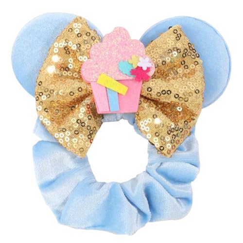 Hrlace Maus Ohr Haargummis für Kinder Damen Pailletten Schleife-Haargummis Samt Haarschleife Maus-Ohr Haarbänder mit Schleifen Haarschmuck für Geburtstag Party Cosplay Kostüme Zubehör 24# von Hrlace
