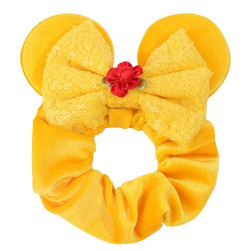 Hrlace Maus Ohr Haargummis für Kinder Damen Pailletten Schleife-Haargummis Samt Haarschleife Maus-Ohr Haarbänder mit Schleifen Haarschmuck für Geburtstag Party Cosplay Kostüme Zubehör 25# von Hrlace