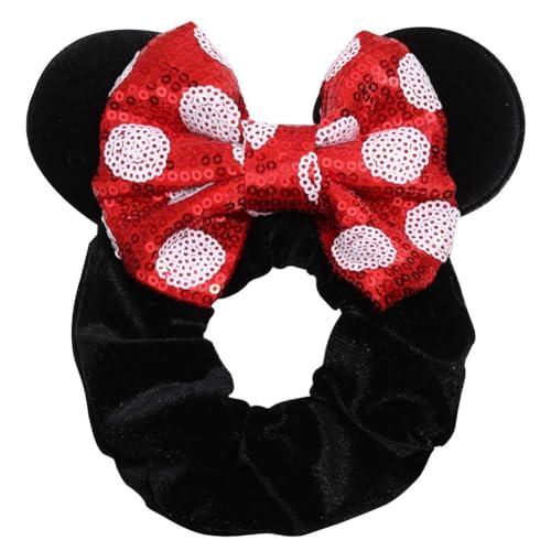 Hrlace Maus Ohr Haargummis für Kinder Damen Pailletten Schleife-Haargummis Samt Haarschleife Maus-Ohr Haarbänder mit Schleifen Haarschmuck für Geburtstag Party Cosplay Kostüme Zubehör 26# von Hrlace