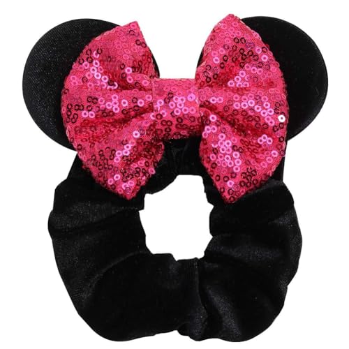 Hrlace Maus Ohr Haargummis für Kinder Damen Pailletten Schleife-Haargummis Samt Haarschleife Maus-Ohr Haarbänder mit Schleifen Haarschmuck für Geburtstag Party Cosplay Kostüme Zubehör 27# von Hrlace