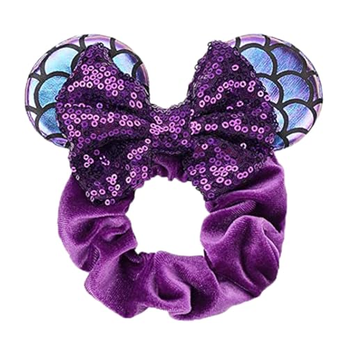 Hrlace Maus Ohr Haargummis für Kinder Damen Pailletten Schleife-Haargummis Samt Haarschleife Maus-Ohr Haarbänder mit Schleifen Haarschmuck für Geburtstag Party Cosplay Kostüme Zubehör 31# von Hrlace