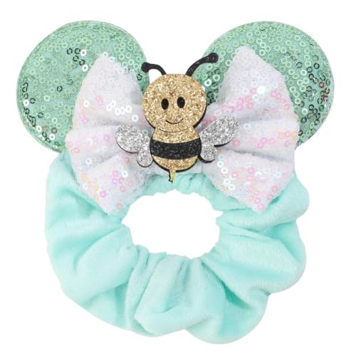 Hrlace Maus Ohr Haargummis für Kinder Damen Pailletten Schleife-Haargummis Samt Haarschleife Maus-Ohr Haarbänder mit Schleifen Haarschmuck für Geburtstag Party Cosplay Kostüme Zubehör 37# von Hrlace