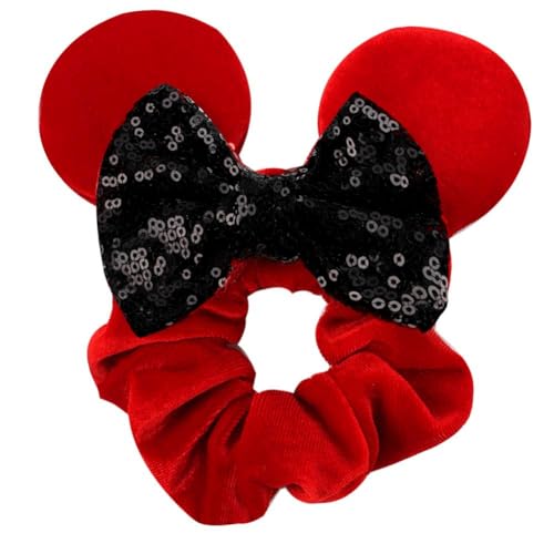 Hrlace Maus Ohr Haargummis für Kinder Damen Pailletten Schleife-Haargummis Samt Haarschleife Maus-Ohr Haarbänder mit Schleifen Haarschmuck für Geburtstag Party Cosplay Kostüme Zubehör 4# von Hrlace