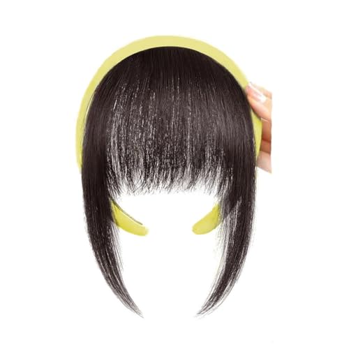 Hrlace Pony Stirnband Air Bangs Haarverlängerung Fransen Haarteil mit Strass-Stirnband Haarreifen Perücke mit Pony Flauschiger Vorderer pony für Frauen Mädchen Täglichen Gebrauch Dunkelbraun #4 von Hrlace