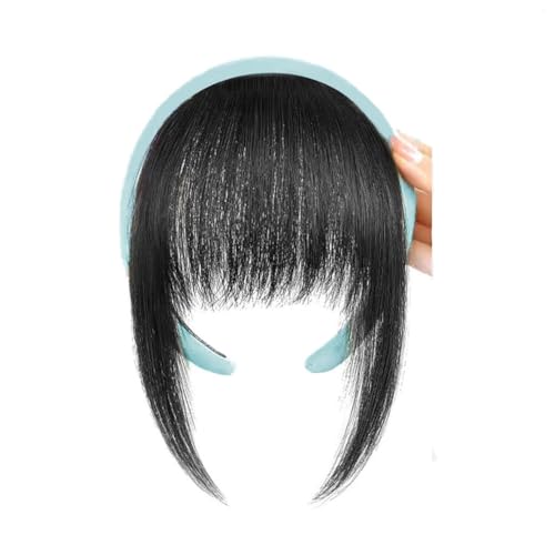 Hrlace Pony Stirnband Air Bangs Haarverlängerung Fransen Haarteil mit Strass-Stirnband Haarreifen Perücke mit Pony Flauschiger Vorderer pony für Frauen Mädchen Täglichen Gebrauch Naturschwarz #3 von Hrlace
