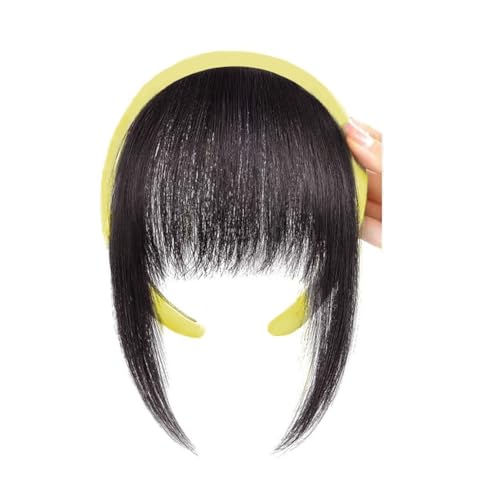 Hrlace Pony Stirnband Air Bangs Haarverlängerung Fransen Haarteil mit Strass-Stirnband Haarreifen Perücke mit Pony Flauschiger Vorderer pony für Frauen Mädchen Täglichen Gebrauch Schwarzbraun #4 von Hrlace